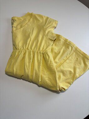 HANES V-NECK YELLOW COTTON T-SHIRT SUN DRESS WITH POCKETS